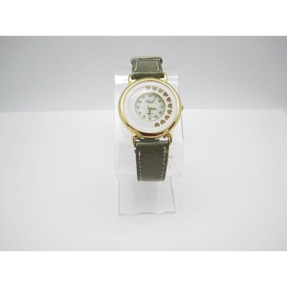 Vtg Pearl Rotating Heart Quartz WR Analog 31mm Round Watch (H729) "New Battery" - Picture 5 of 9